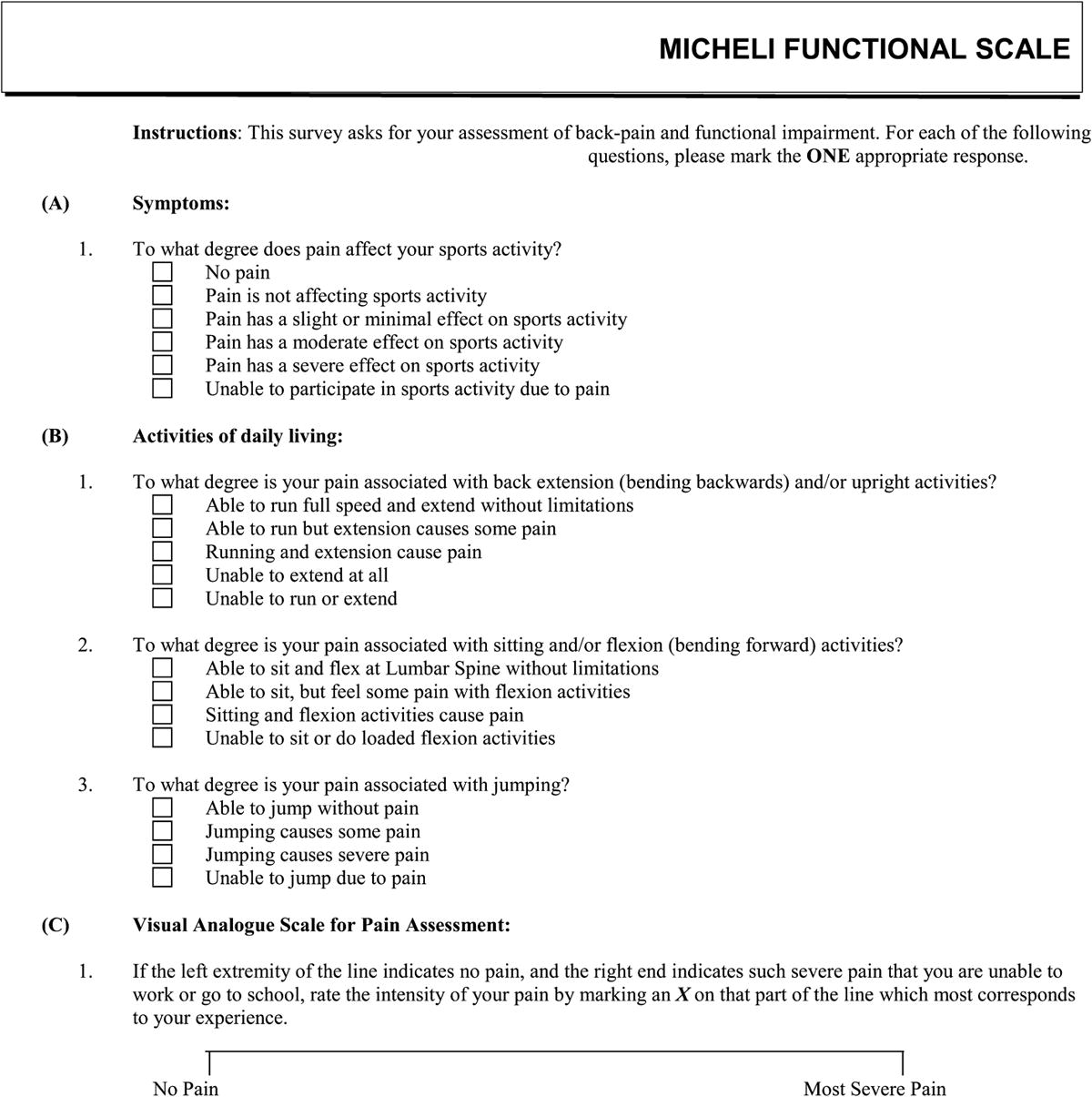 lower extremity functional scale
